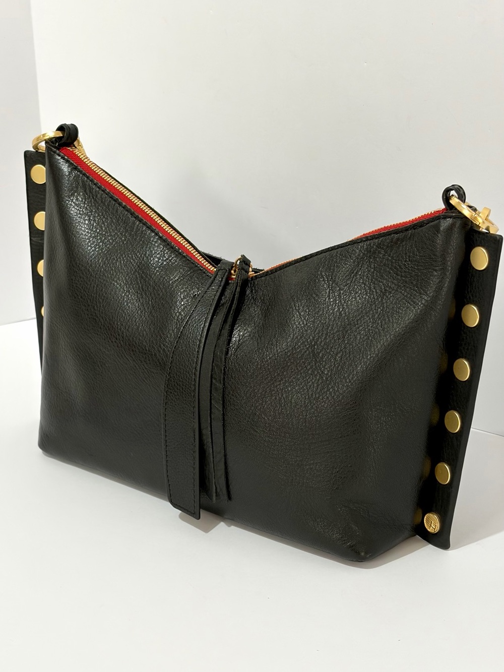 HAMMITT Mr. G Medium Shoulder Bag With Brushed Gold/Red Zip